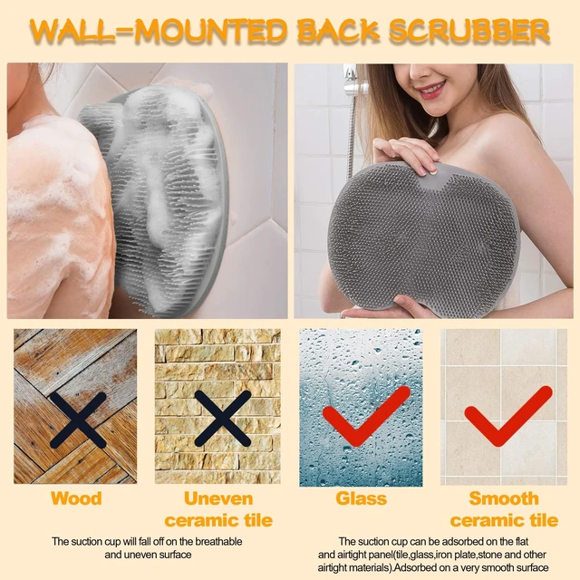 Alt view image 3 of 6 - Shower Foot Scrubber and Wall-Mounted Bath Massage Pad with Non-Slip Suction Cups for Back, Improve Circulation, Soothe Achy Feet, Grey