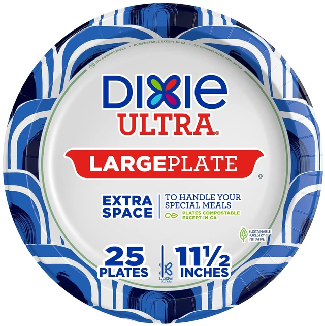 Main image of Dixie Ultra Heavy Duty Paper Plates, 11-Inch, Large, 25 Count, 3X Stronger*
