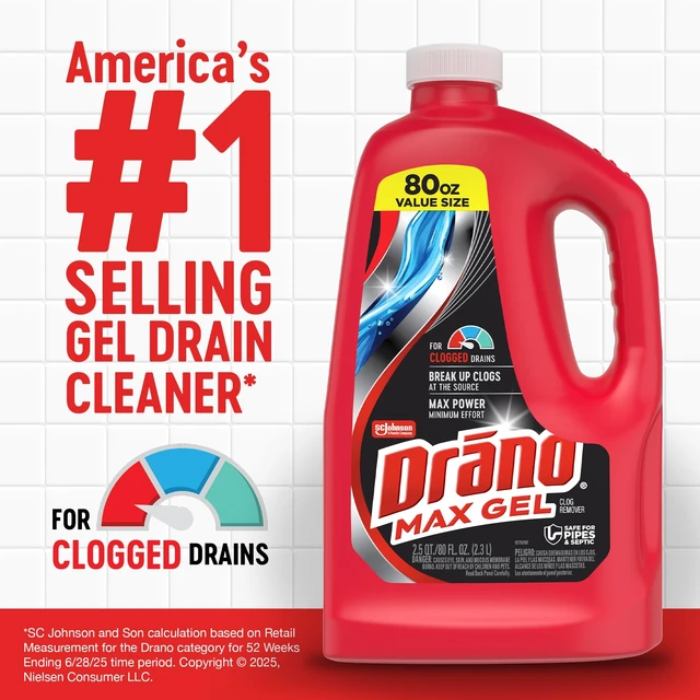 Alt view image 2 of 6 - Drano Max Gel Drain Clog Remover & Cleaner, Safe for All Pipes/Septic, 80oz