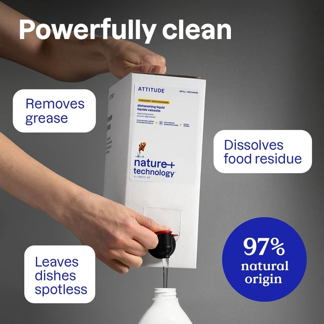 Alt view image 5 of 6 - ATTITUDE Dish Soap EWG Verified Plant-Based & Vegan Dishwashing Liquid Naturally Derived Olive and Coriander Scent 23.7 Fl Oz