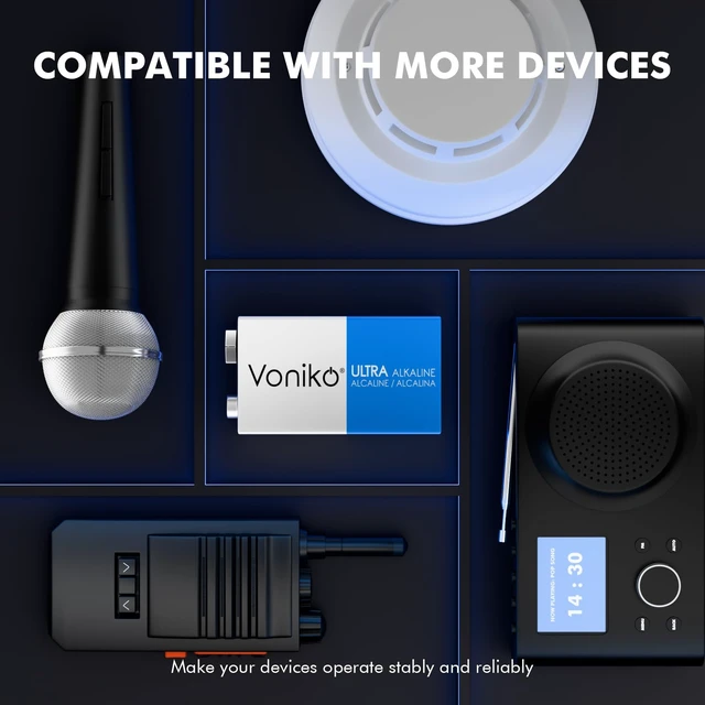 Alt view image 5 of 6 - Voniko 9V Alkaline Batteries 4 Pack for Smoke Alarms