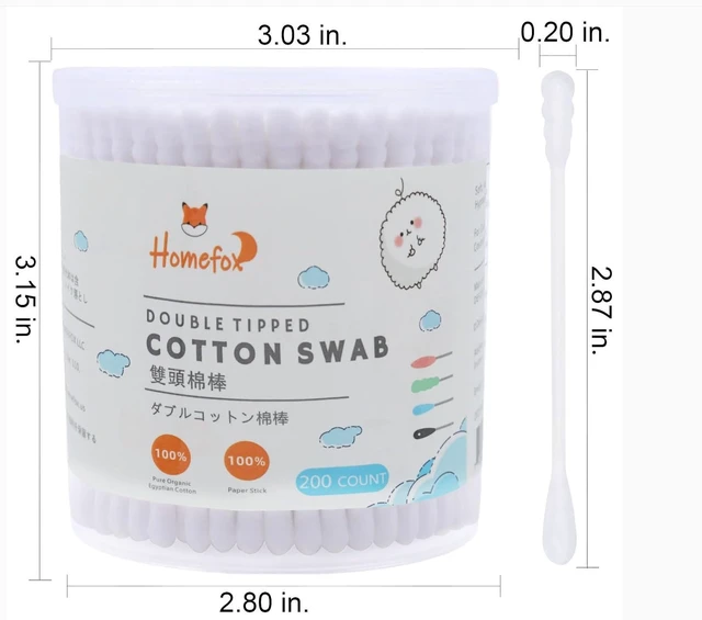 Alt view image 7 of 7 - Organic Cotton Swabs Spiral 200 Count Double Sided Tightly Wrapped Cotton Tips Paper Stick Soft Gentle Lint-Free Cruelty-Free Round & Spiral White