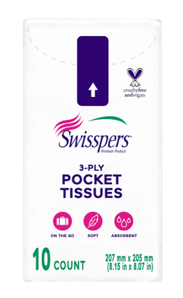 Alt view image 4 of 7 - Swisspers Pocket Tissues 3-Ply White, 10 Count (Pack of 8)