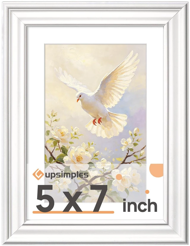 Main image of Upsimples 5x7 Picture Frame, Vintage Decor, 1Pack White