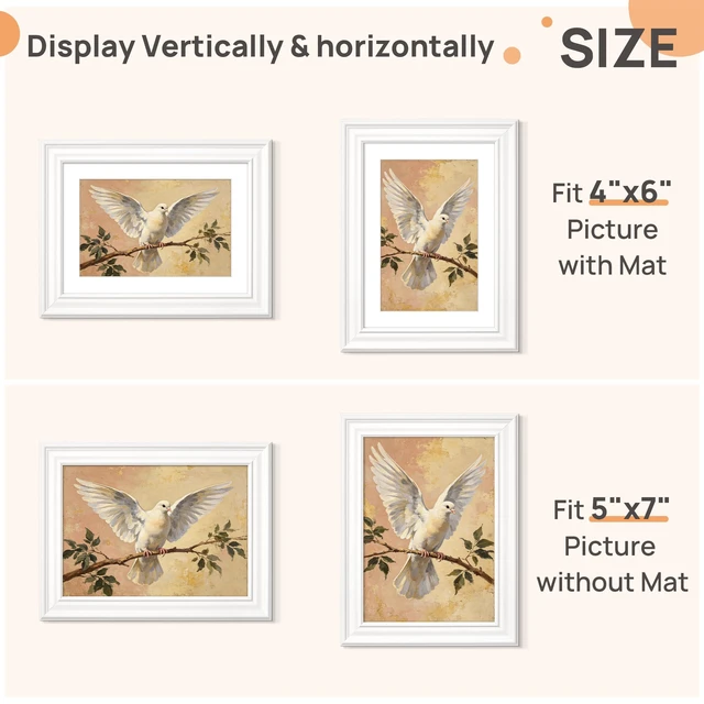 Alt view image 3 of 7 - Upsimples 5x7 Picture Frame, Vintage Decor, 1Pack White