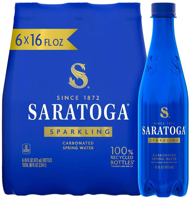 Main image of Saratoga Sparkling Spring Water, 6-Pack, 16 fl oz, Recycled PET Plastic Bottles