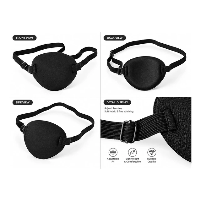 Alt view image 5 of 7 - Oarkive Adult Adjustable Soft Black Eye Patch for Pirate Costume Cosplay Halloween