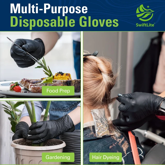 Alt view image 4 of 5 - SWIFTLITE Black Nitrile Disposable Gloves, Latex Free, Food Safe