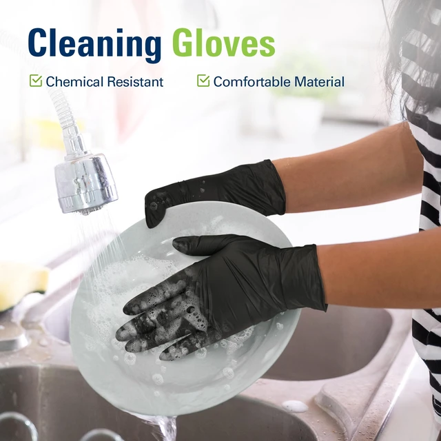 Alt view image 3 of 5 - SWIFTLITE Black Nitrile Disposable Gloves, Latex Free, Food Safe