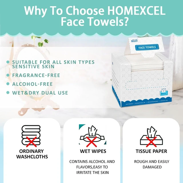 Alt view image 5 of 6 - HOMEXCEL Disposable Face Towels Ultra Soft & Absorbent