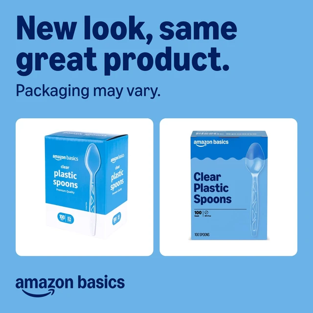 Alt view image 2 of 5 - Amazon Basics Disposable Clear Plastic Spoons, 100 Count, Premium Quality, Large Pack, Packaging May Vary