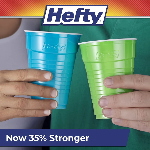 Alt view image 2 of 6 - Hefty Party On Disposable Plastic Cups, 16 oz, 100 Count, Assorted