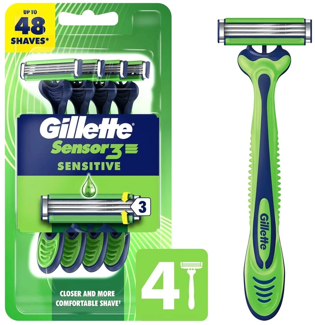 Main image of Gillette Sensor3 Sensitive Men's Disposable Razor, 4 Razors