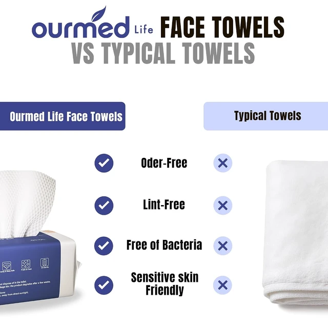 Alt view image 2 of 6 - Ourmed Life Clean Disposable Face Towels, Ultra Soft & Absorbent, 100 Count