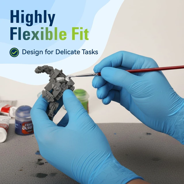 Alt view image 4 of 6 - SWIFTLITE Blue Nitrile Disposable Gloves, Latex Free, Food Safe