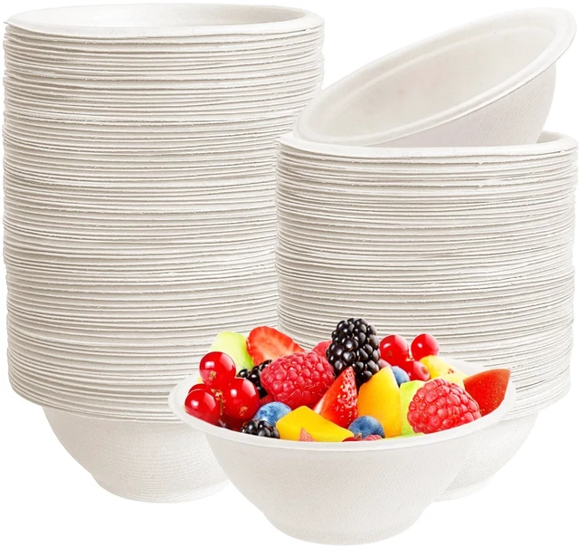 Main image of 100-Pack 8oz Heavy-Duty Compostable Bagasse Paper Bowls