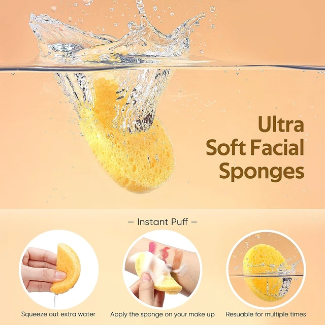 Alt view image 2 of 6 - GAINWELL 50-Count Compressed Face Sponges, 100% Natural Wooden Cellulose for Facial Cleansing, Exfoliating Mask, and Makeup Removal