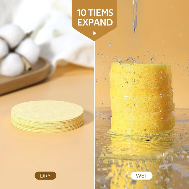 Alt view image 5 of 6 - GAINWELL 50-Count Compressed Face Sponges, 100% Natural Wooden Cellulose for Facial Cleansing, Exfoliating Mask, and Makeup Removal