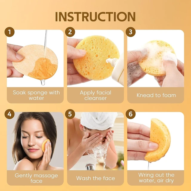 Alt view image 6 of 6 - GAINWELL 50-Count Compressed Face Sponges, 100% Natural Wooden Cellulose for Facial Cleansing, Exfoliating Mask, and Makeup Removal