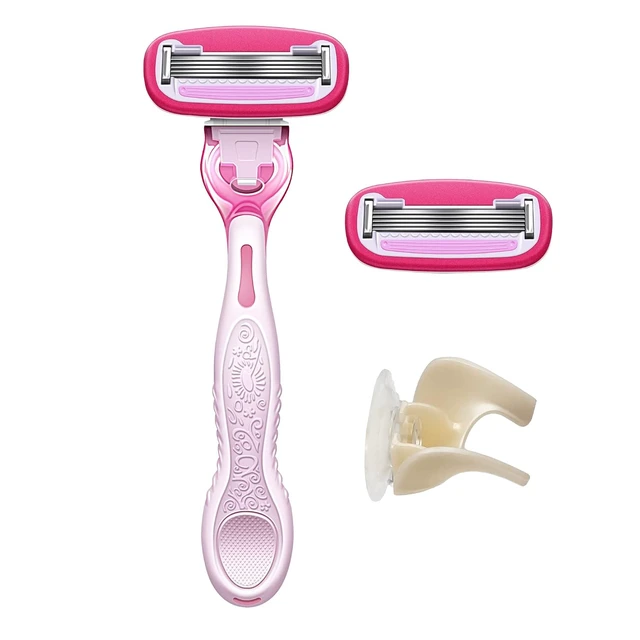 Alt view image 2 of 7 - Amazon Basics Women's 5-Blade Razor for Smooth Close Shave, Fits Amazon Basics & Venus Handles, Includes 1 Handle, 2 Cartridges & 1 Shower Hanger