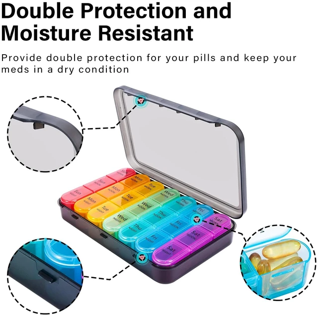 Alt view image 6 of 6 - Daviky Pill Organizer 3 Times a Day, 7-Day Weekly Pill Box Travel Case