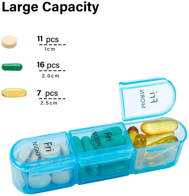 Alt view image 5 of 6 - Daviky Pill Organizer 3 Times a Day, 7-Day Weekly Pill Box Travel Case