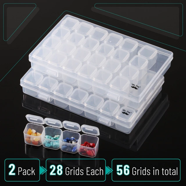 Alt view image 5 of 6 - Mr. Pen Bead Storage Containers 28 Grids 2 Pack Clear White