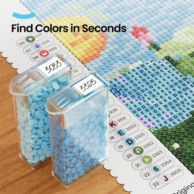 Alt view image 4 of 6 - ARTDOT 64Jars Storage Containers for Diamond Painting Accessories and Tools, Portable Storage Organizer with Sticker Labels