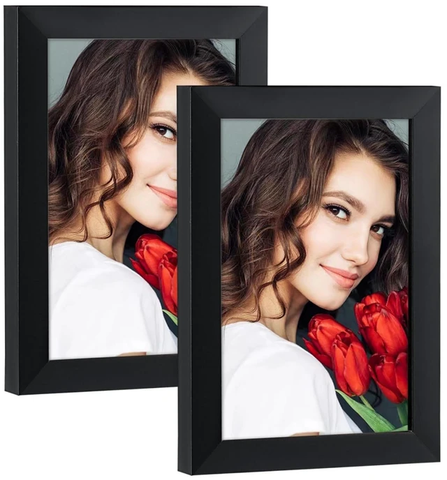 Main image of LBECUA 4x6 Picture Frame Set of 2, Black, Wooden