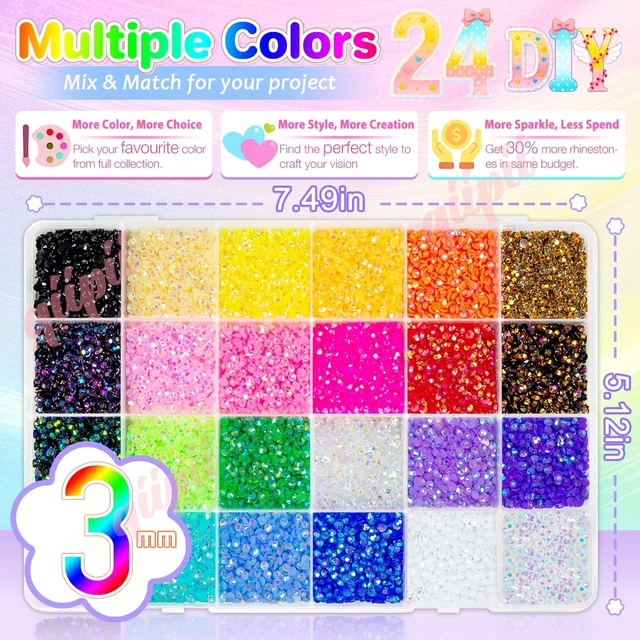 Alt view image 6 of 7 - qiipii 24 Color Bedazzler Kit - 3mm Jelly AB Resin Rhinestones