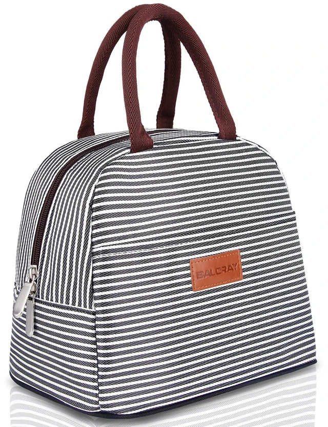 Main image of BALORAY Lunch Bag for Women Men Adult, Black White Stripes, M