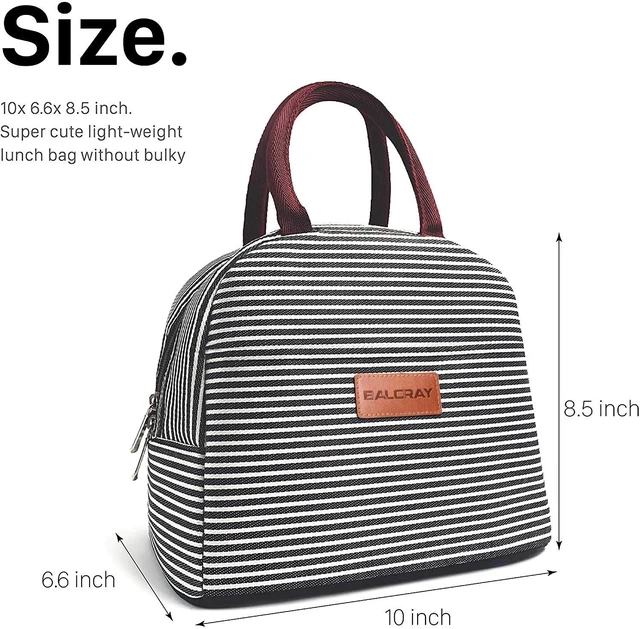 Alt view image 2 of 6 - BALORAY Lunch Bag for Women Men Adult, Black White Stripes, M