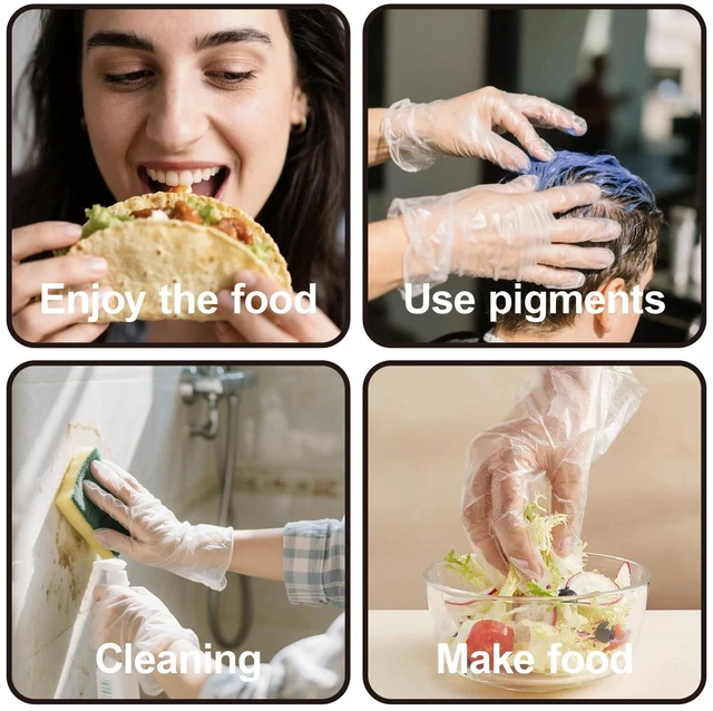 Alt view image 6 of 7 - 400PCS Disposable Plastic Gloves, Latex-Free, Powder-Free, Food Safe, Household, One Size Fits Most, Clear, for Cooking, Food Service, Cleaning, Food Handling