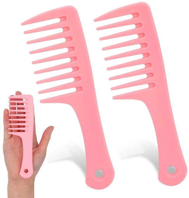 Main image of Mini Wide Tooth Detangling Combs, 2-Pack, Travel-Size Plastic Combs for Curly, Long, Wet Hair
