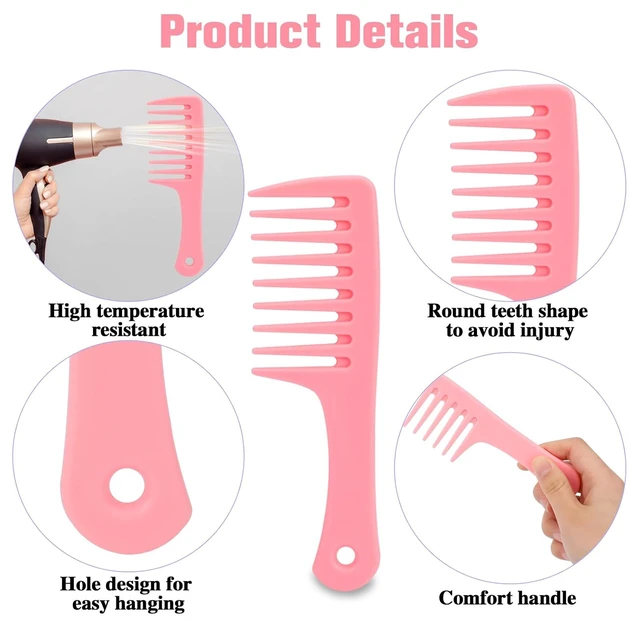 Alt view image 2 of 7 - Mini Wide Tooth Detangling Combs, 2-Pack, Travel-Size Plastic Combs for Curly, Long, Wet Hair