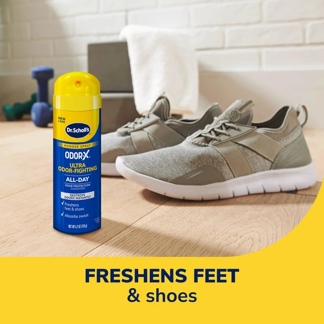 Alt view image 2 of 7 - Dr. Scholl's Odor-X 4.7oz Foot Powder Spray and Shoe Deodorizer
