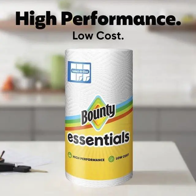Alt view image 3 of 6 - Bounty Essentials Paper Towels Select-A-Size, 2 Triple Rolls, White, 162 Sheets Per Roll