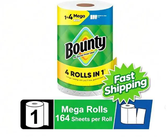 Main image of Bounty Paper Towels Select-A-Size White, 1 Mega Roll, 164 Sheets per Roll