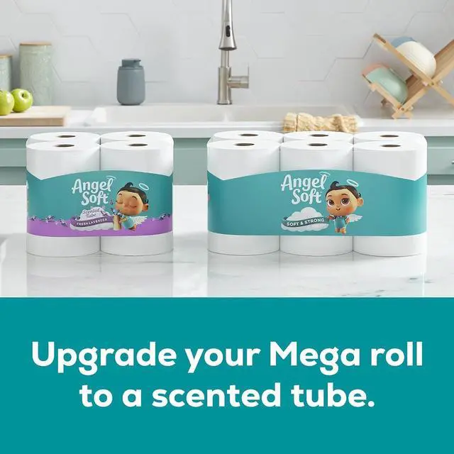 Alt view image 7 of 7 - Angel Soft Toilet Paper, 4 Mega Rolls = 16 Regular Rolls, Soft and Strong Toilet Tissue