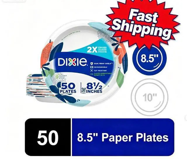 Main image of Dixie Disposable Paper Plates, 8.5", Multi-Color, 50 Count