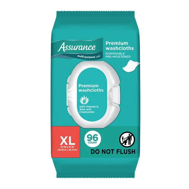 Alt view image 6 of 6 - Assurance Disposable and Pre-Moistened Premium Extra Large Washcloths for Adults, 96 Count