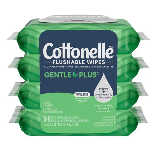 Alt view image 2 of 6 - Cottonelle Gentle Plus Flushable Wet Wipes, 4 Flip-Top Packs
