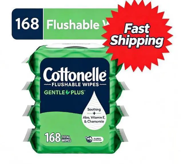 Main image of Cottonelle Gentle Plus Flushable Wet Wipes, 4 Flip-Top Packs