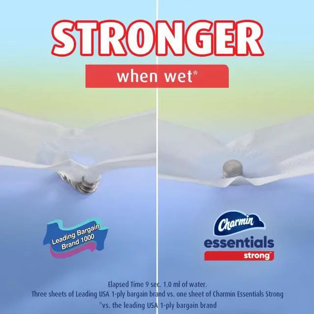 Alt view image 5 of 5 - Charmin Essentials Strong Toilet Paper 6 Mega Rolls, 429 Sheets Per Roll