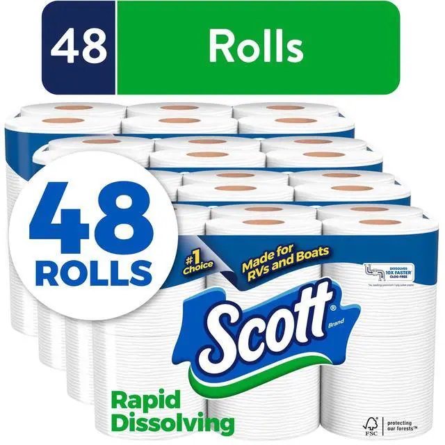 Alt view image 4 of 6 - Scott Rapid-Dissolving Toilet Paper for RVs & Boats, 12 Double Rolls