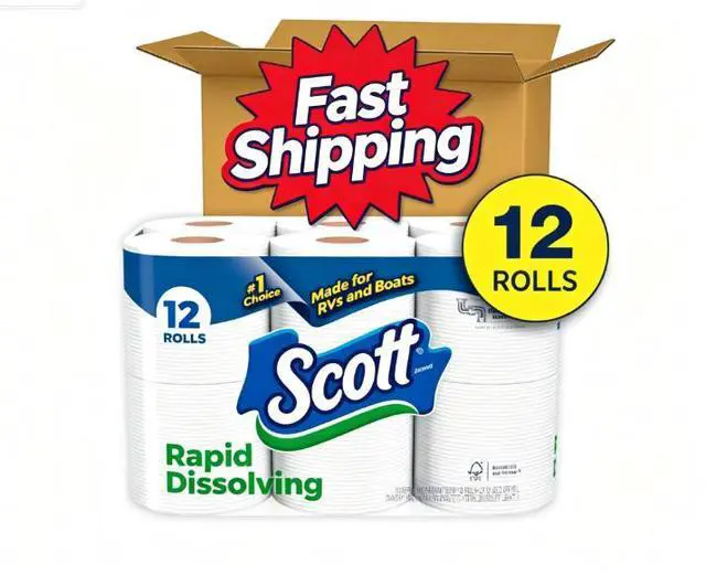 Main image of Scott Rapid-Dissolving Toilet Paper for RVs & Boats, 12 Double Rolls