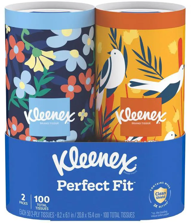 Alt view image 6 of 6 - Kleenex Perfect Fit 2-Ply Canister Facial Tissues, 2 Pack (100 Total Tissues)