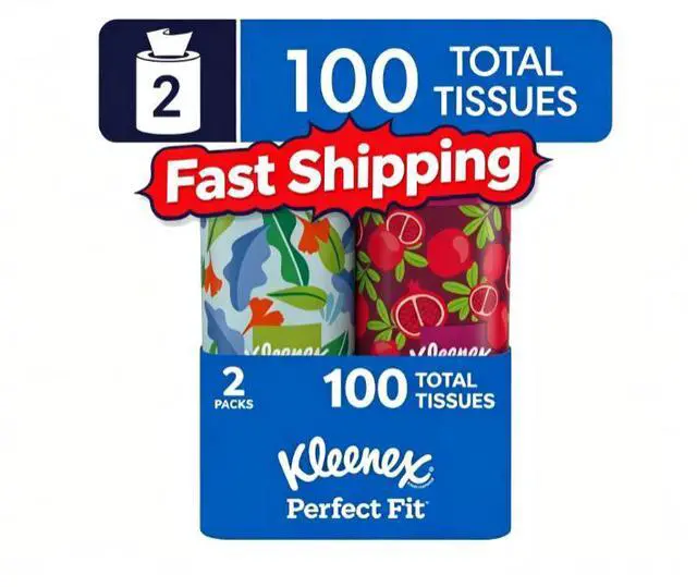 Main image of Kleenex Perfect Fit 2-Ply Canister Facial Tissues, 2 Pack (100 Total Tissues)