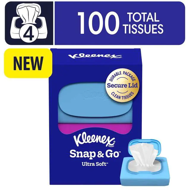 Alt view image 2 of 7 - Kleenex Snap & Go Ultra Soft 3-Ply On-The-Go Facial Tissues, 4 Pack
