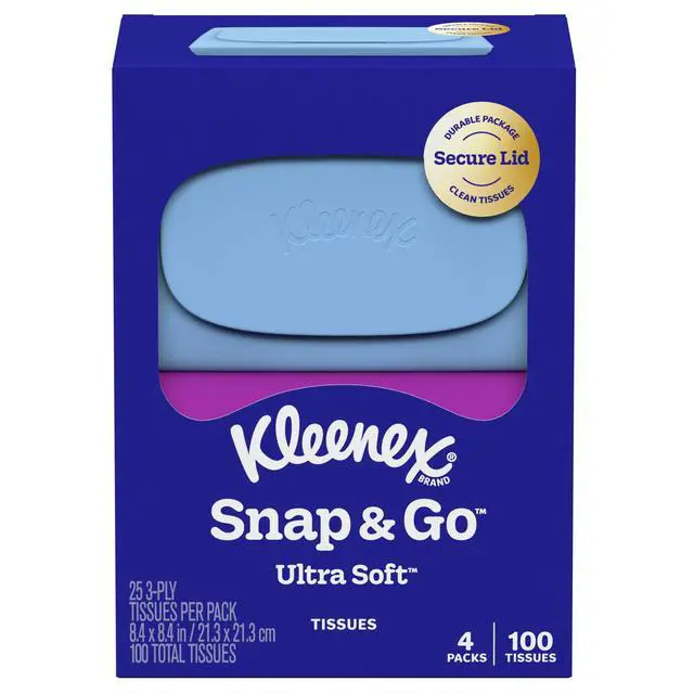 Alt view image 5 of 7 - Kleenex Snap & Go Ultra Soft 3-Ply On-The-Go Facial Tissues, 4 Pack